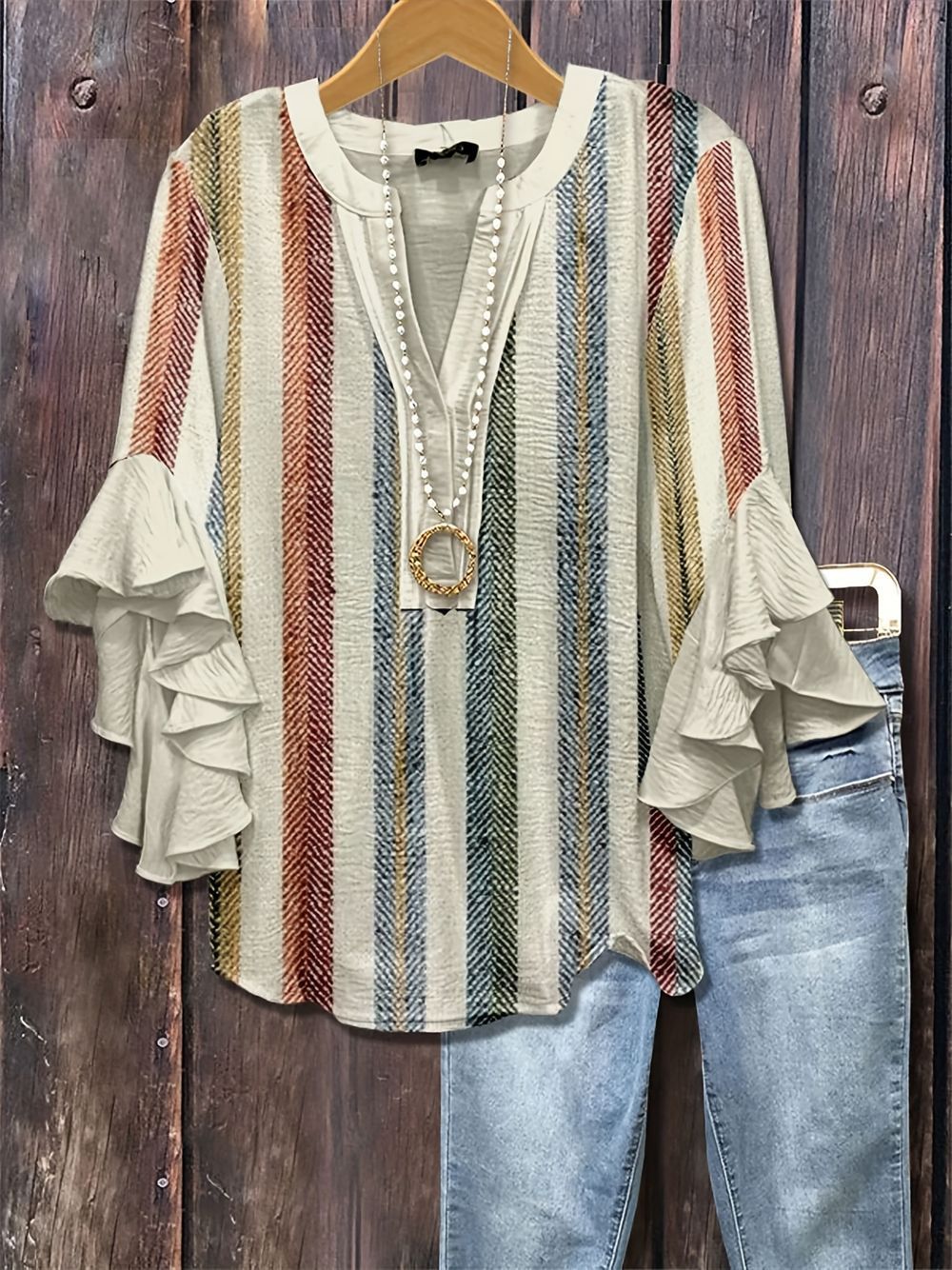 Women's Floral Element Print Casual Trend Lotus Tops