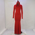 Women's Winter Fashion Temperament Pure Color Hood Dress