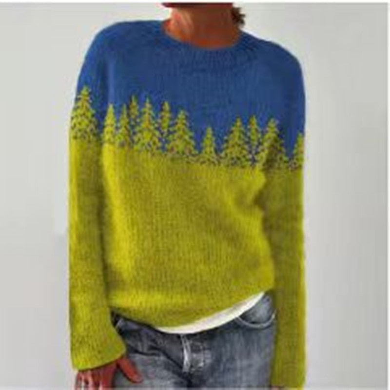 Women's Round Neck Multicolor Loose Fashion Pullover Women's Sweater