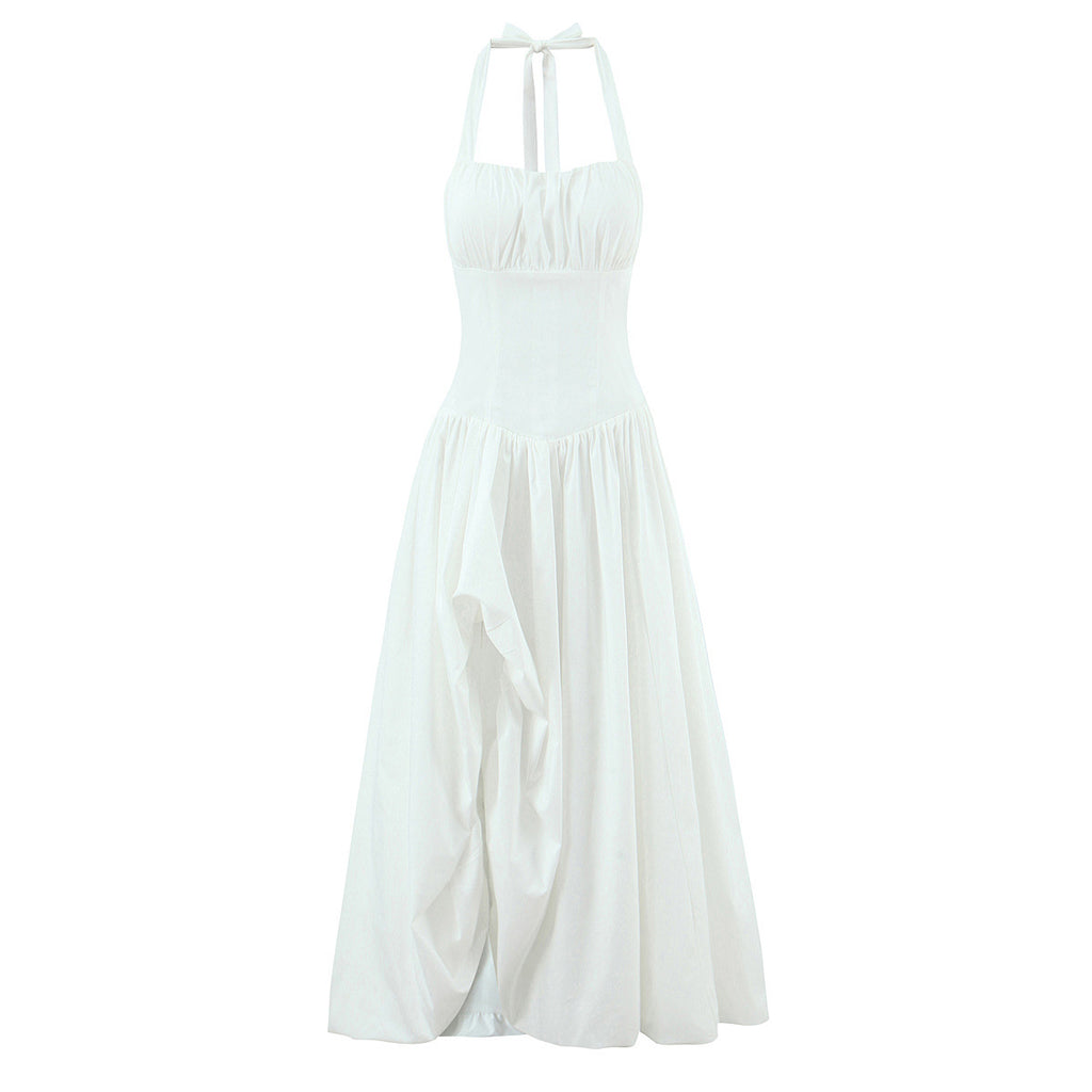 Beautiful Vacation Tight Waist Slimming Slit Fishbone Dress