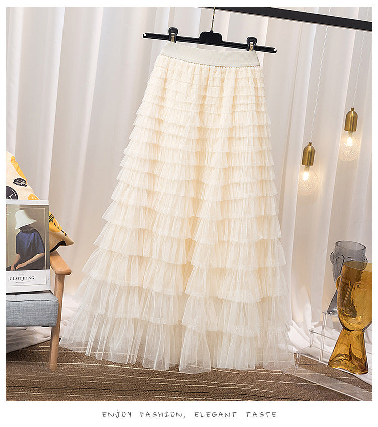 Women's Net Falbala Temperament Summer Dress Figure Flattering Skirts