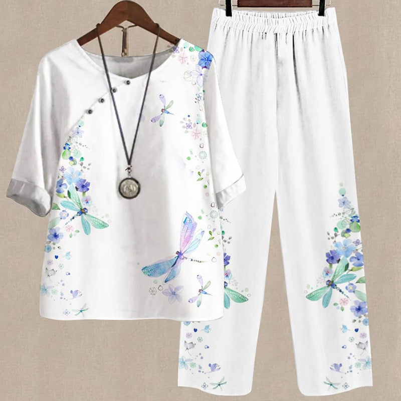 Women's Casual Round Neck Half Sleeve Shirt Suits