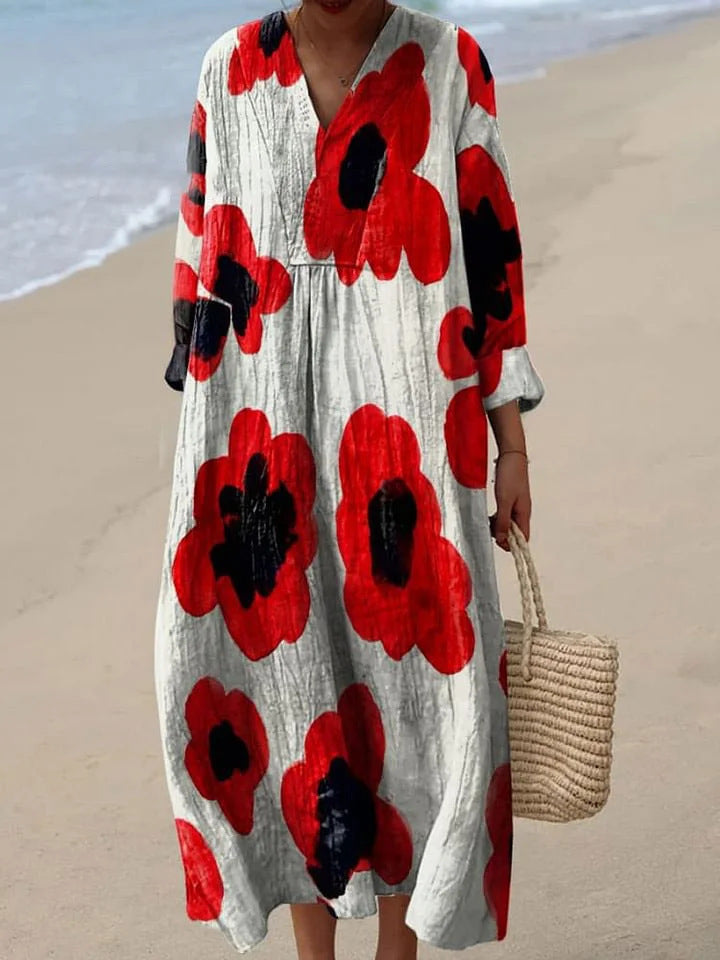 Women's Long Sleeve Shirt Casual Floral Print Dress