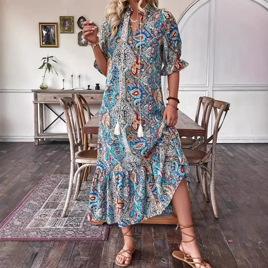 Glamorous Women's Spring Tied Lotus Leaf Dress