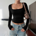 Women's Casual Retro U-shaped Slim Sweet Spicy Tops