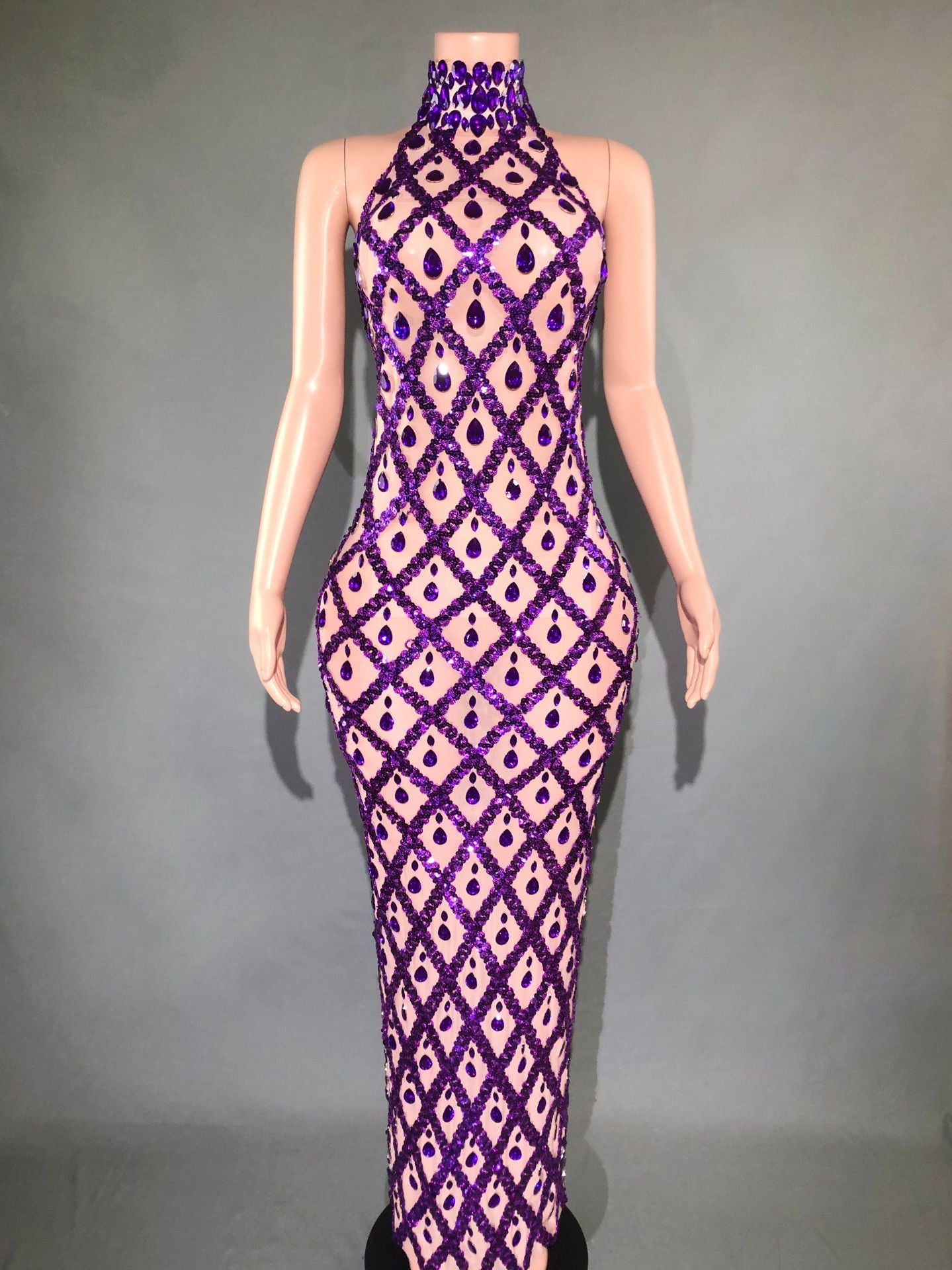 Graceful Women's Shiny Rhinestone Party Formal Dress