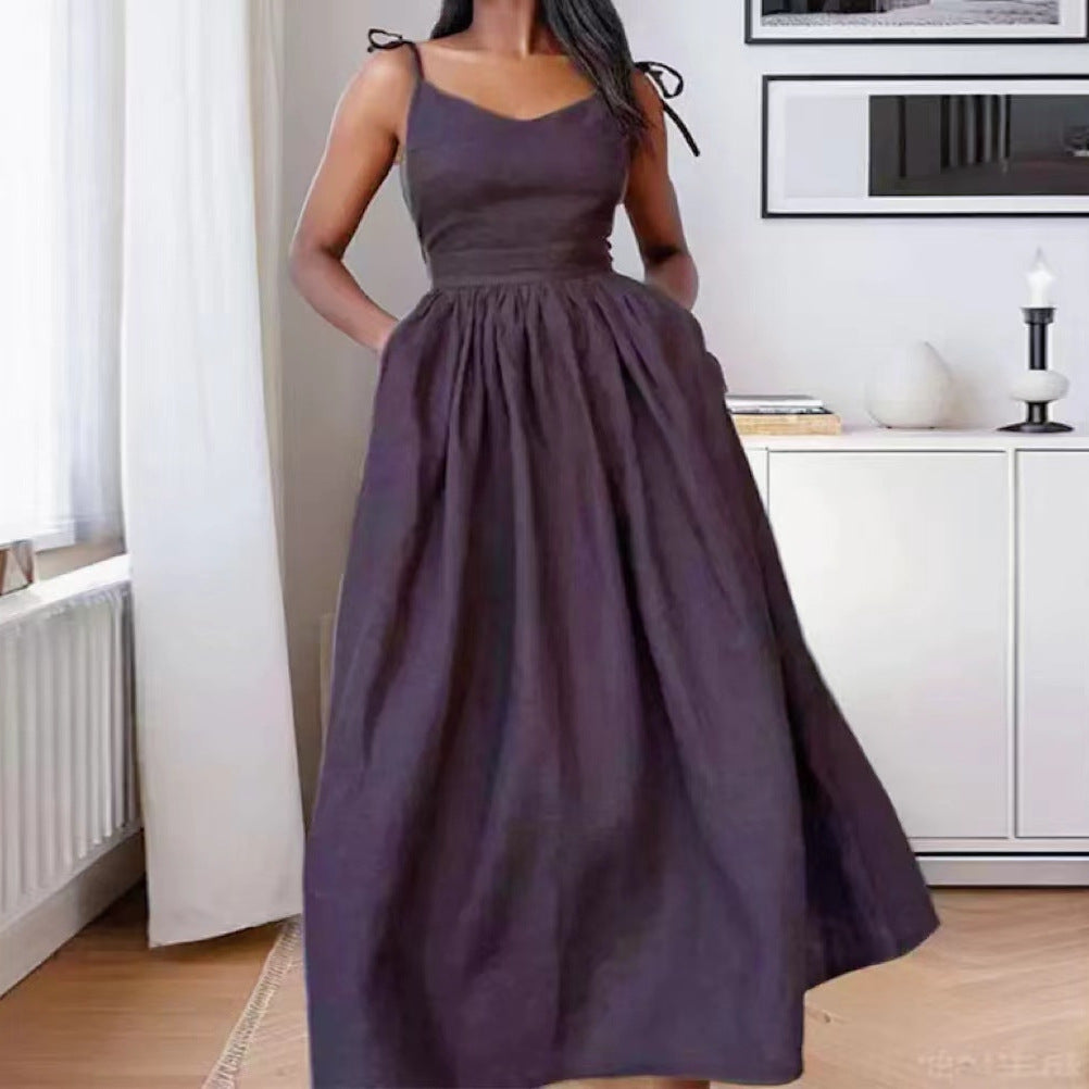 Women's Backless Elegant Mori Sexy High Waist Dress