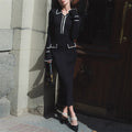 Entry Lux Ruffled Knitted Woolen Lapel Tight Dress