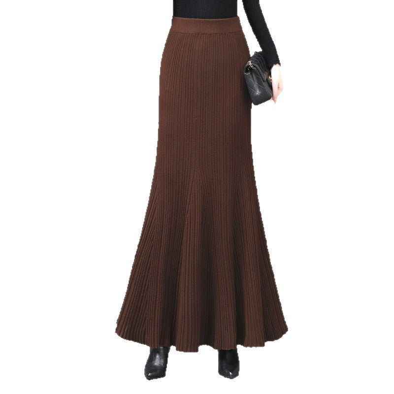 Women's Knitted Half-length Fishtail Mid-length High Waist Hip Skirts