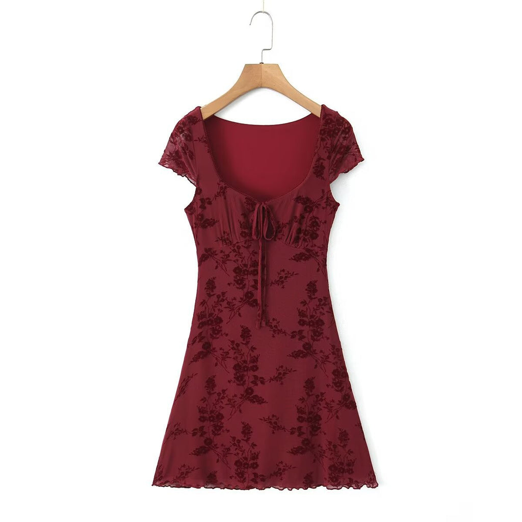Women's Sexy Collar Winter Waist Slim Fit Tied Dress