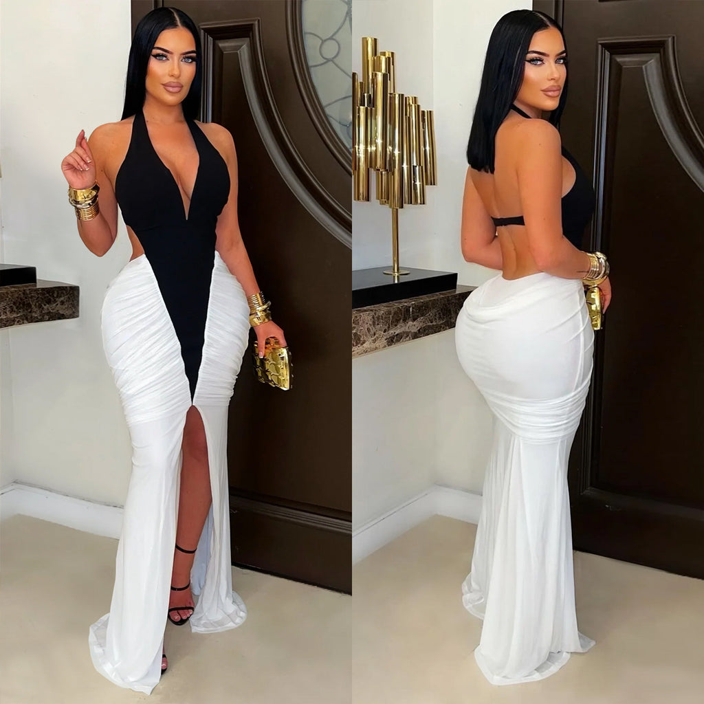 Women's Fashion Wear Sexy Arm Covering Split Dress