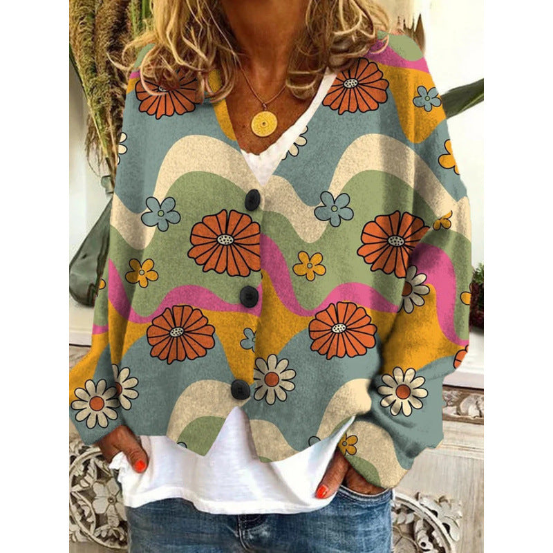 Cool Christmas Abstract Printing Casual Cloak Sweaters