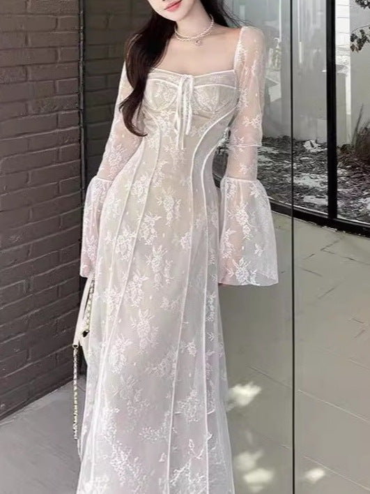 Long-sleeved Pure Desire Style Slim Fit Backless Dress