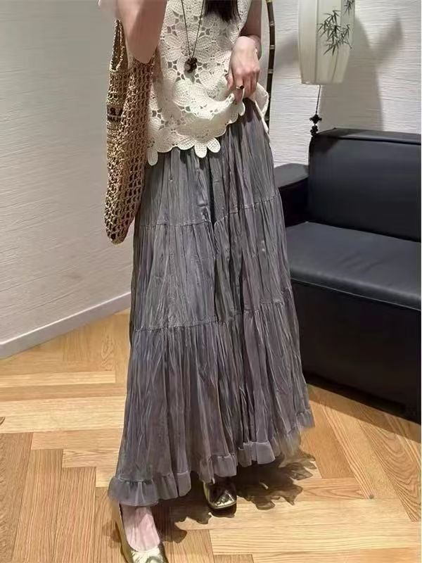 Women's Line Midi Dress With Pleated Stitching Skirts