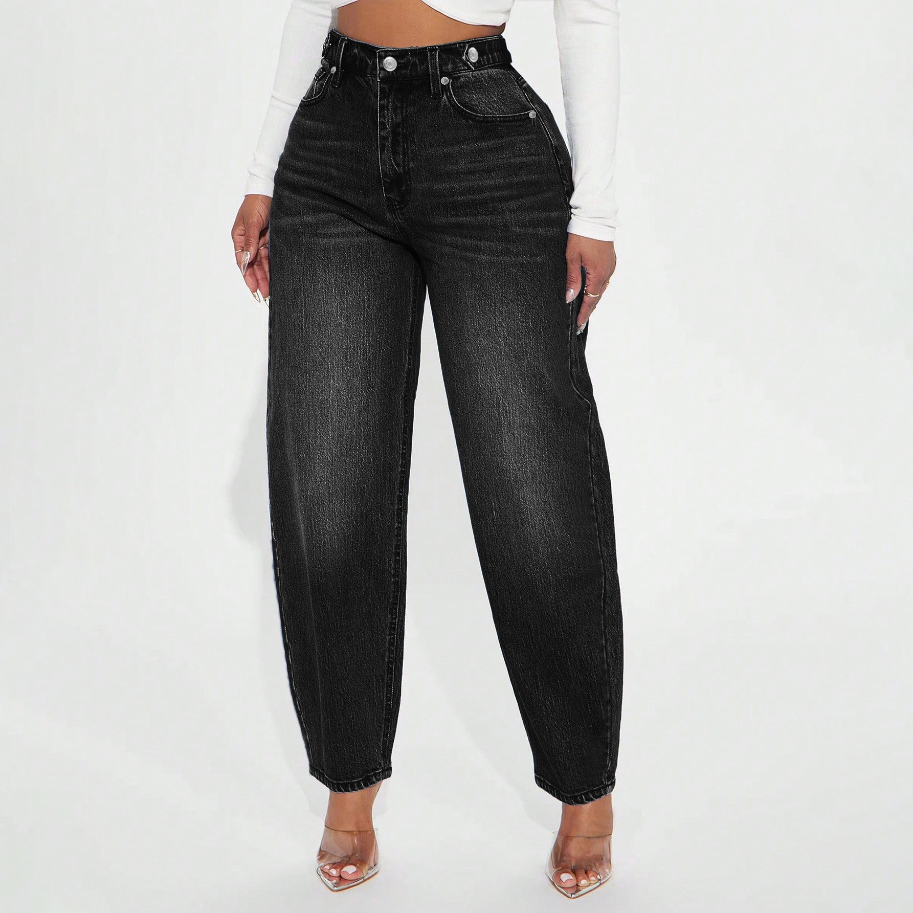Women's Design Sense Retro Lantern Washed Blue Women's Jeans