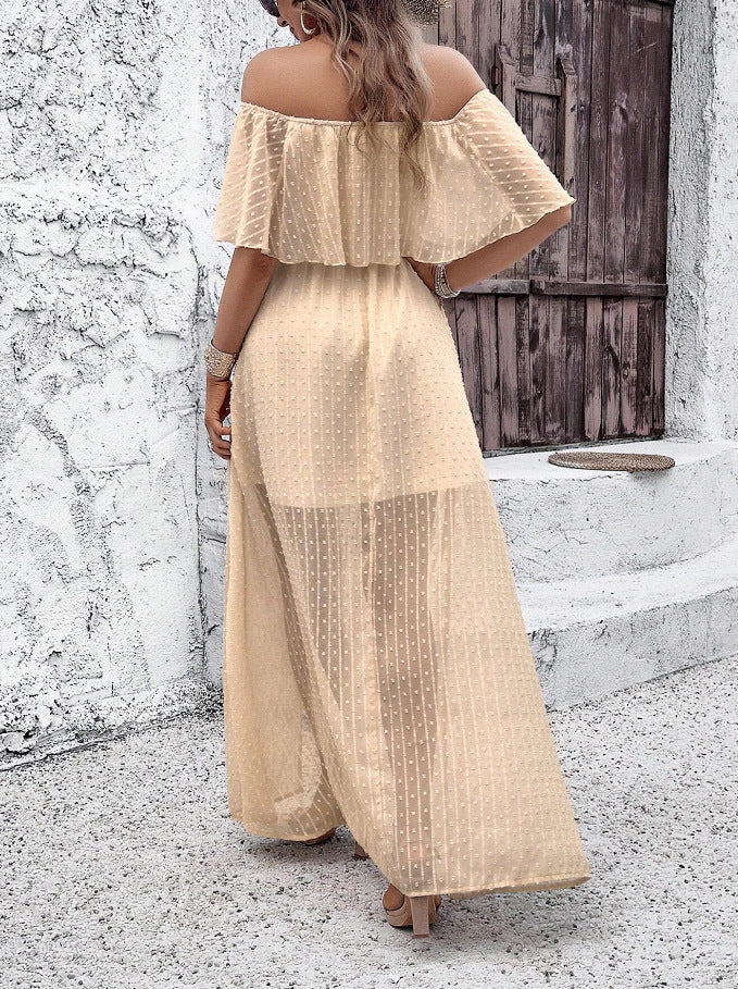 Women's Bohemian Sexy Solid Color Sleeve Dress