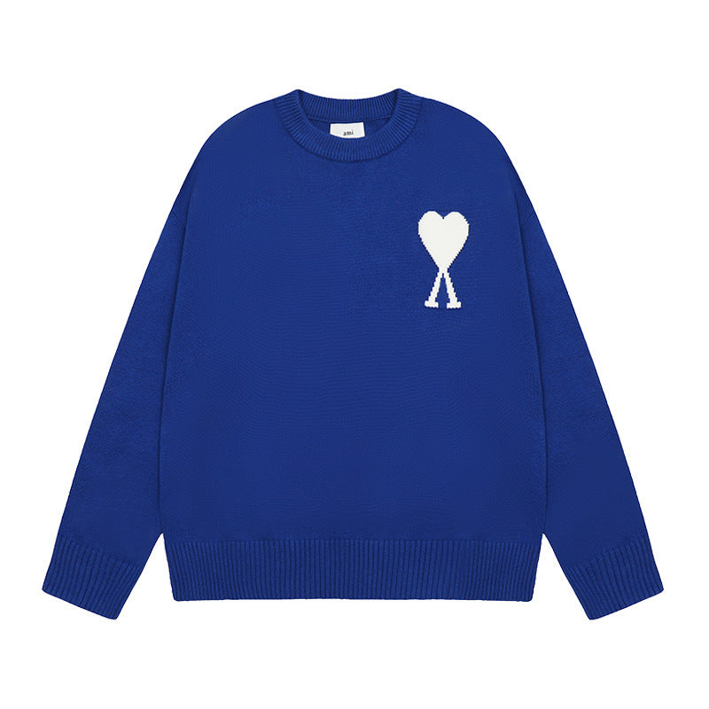 Round Neck Small Love Fashion Female Couple Loose Long Women's Sweater