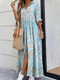 Women's Spring Casual Loose Fashion Printed Lapel Pocket Clothing