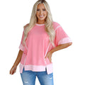 Women's Summer Pullover Round Neck Simple Versatile Contrast Color Women's T-shirt