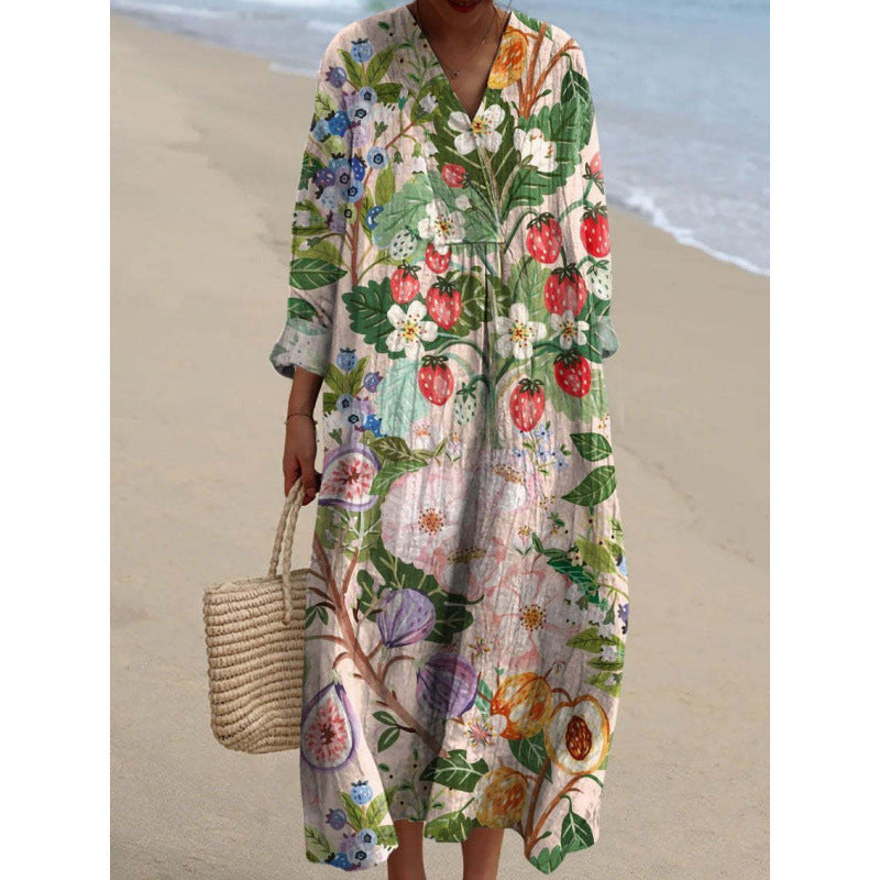 Women's Long Sleeve Shirt Casual Floral Print Skirts