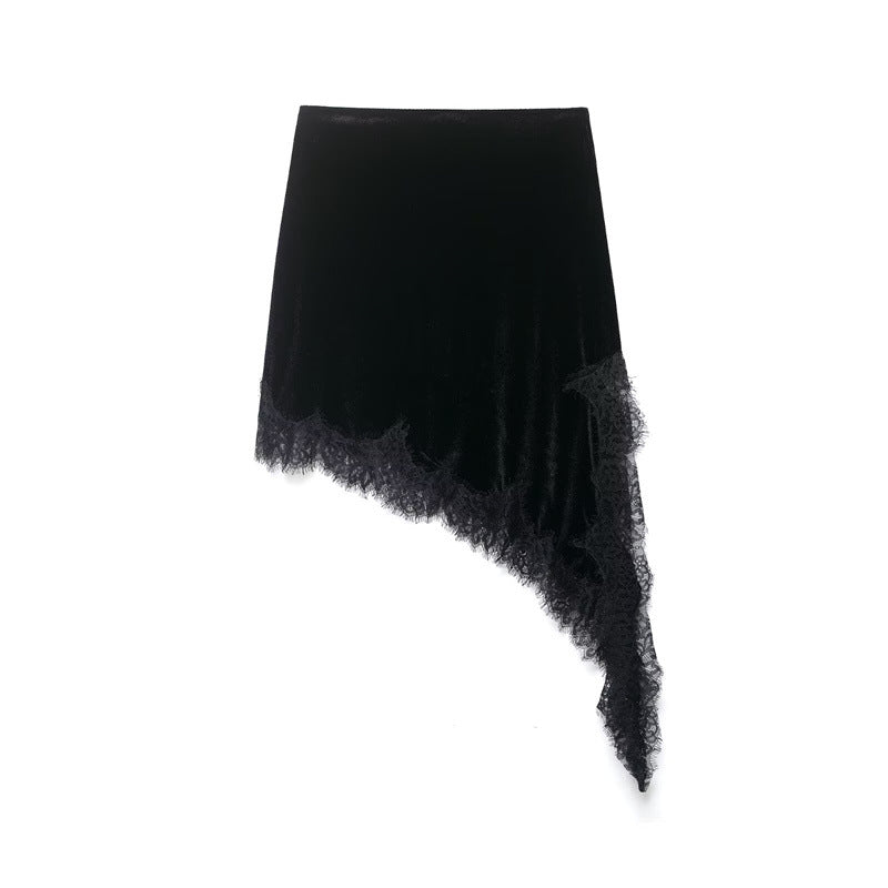 Women's Winter Fashion Simple Asymmetric Lace Skirt