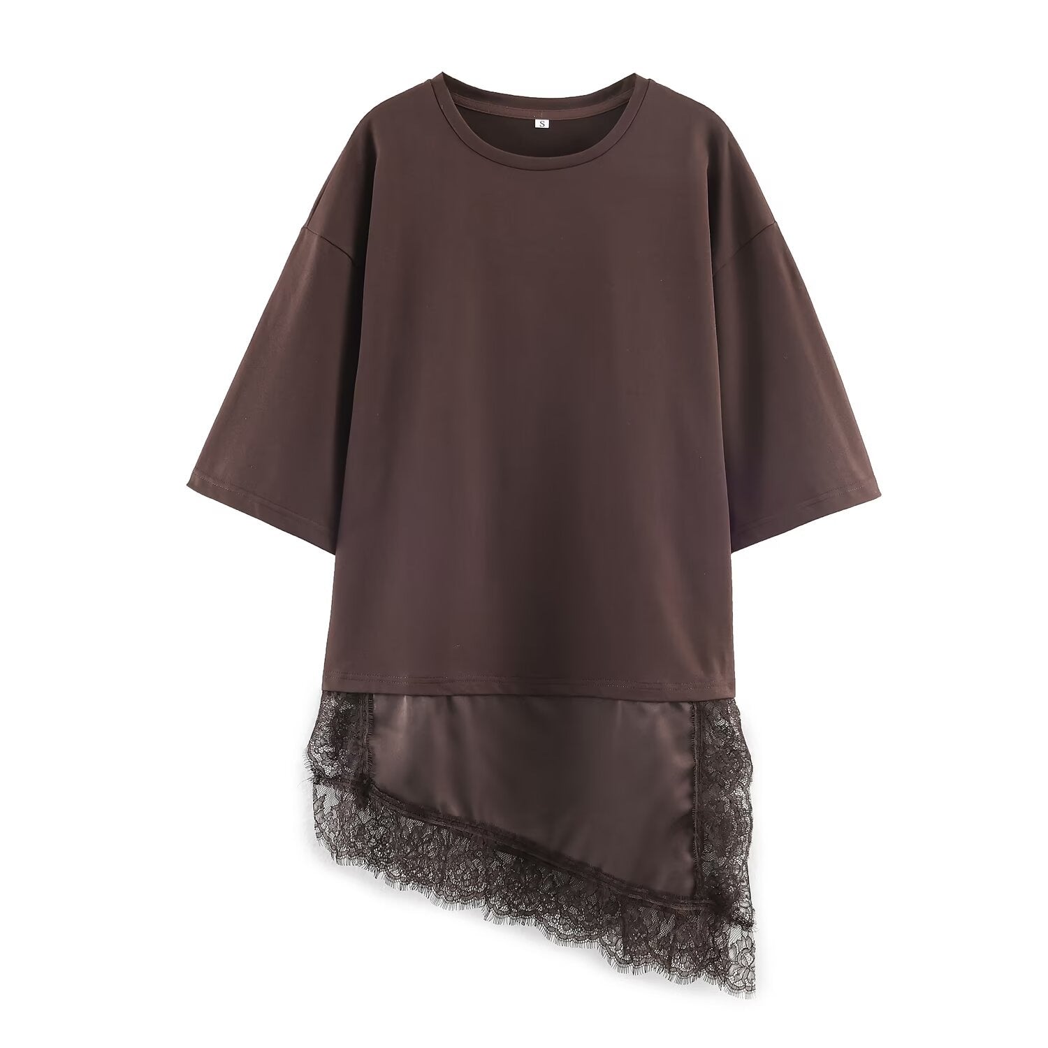 Women's Summer Graceful Fashionable Hem Stitching Lace Women's T-shirt