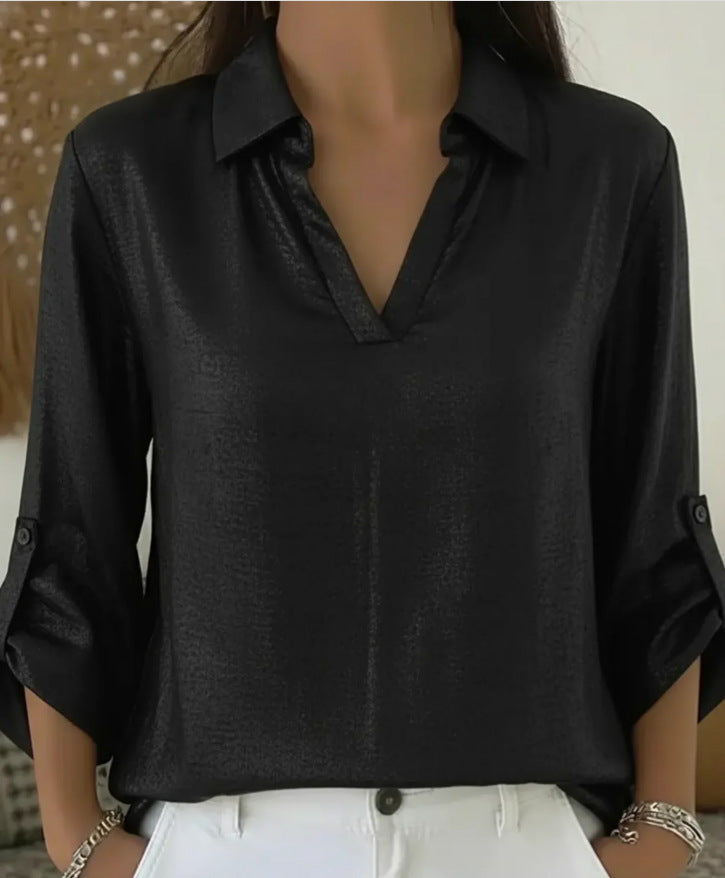 Women's Casual Loose Wear Bronzing Pocket T-shirt Tops