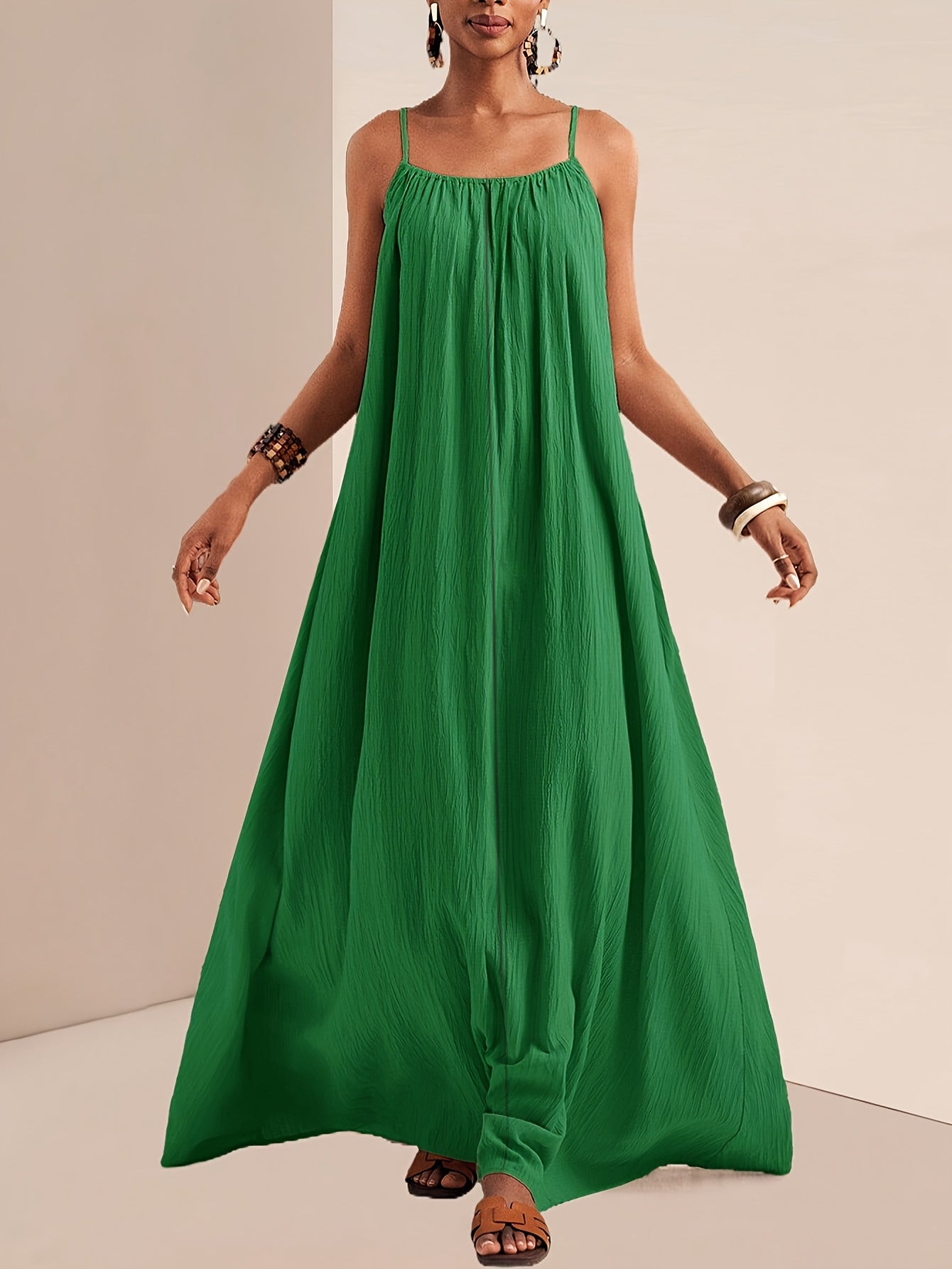 Summer Fashion Elegant Solid Color Sling Large Dress