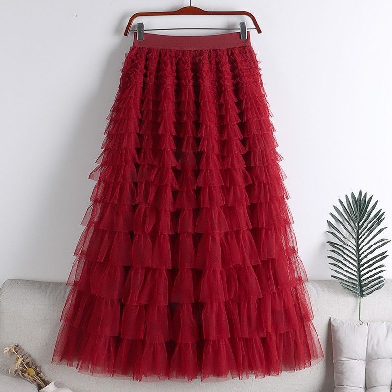 Women's Net Falbala Temperament Summer Dress Figure Flattering Skirts