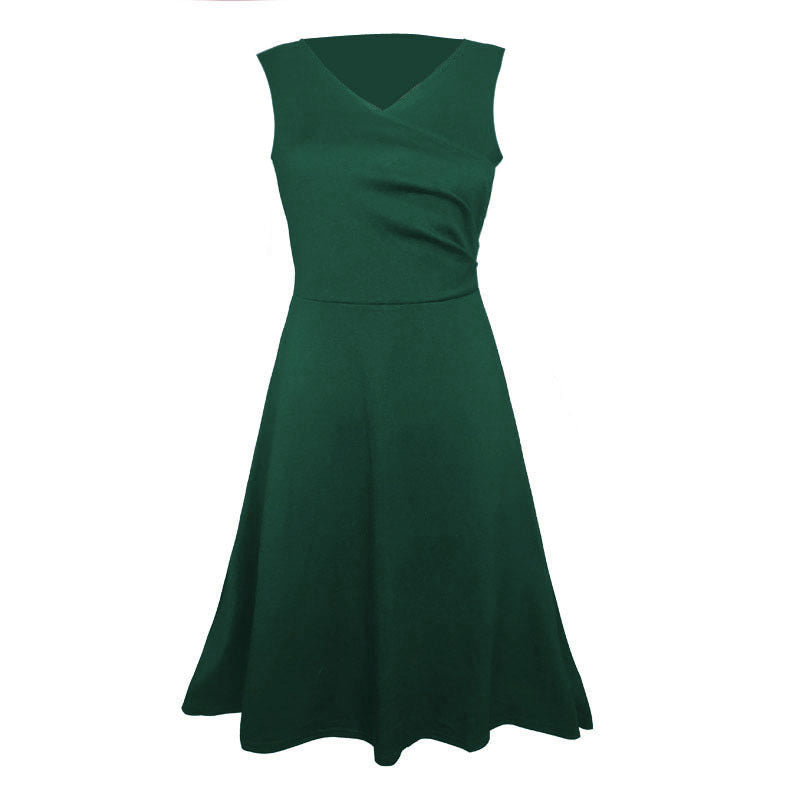 Women's Autumn Sleeveless Black Large Swing Dress