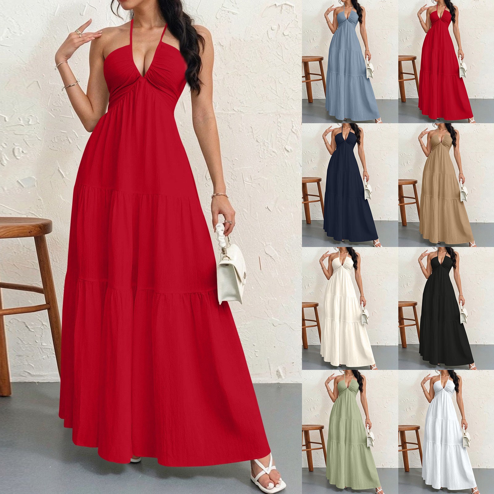 Unique Trendy Versatile Women's Summer Halter Dress