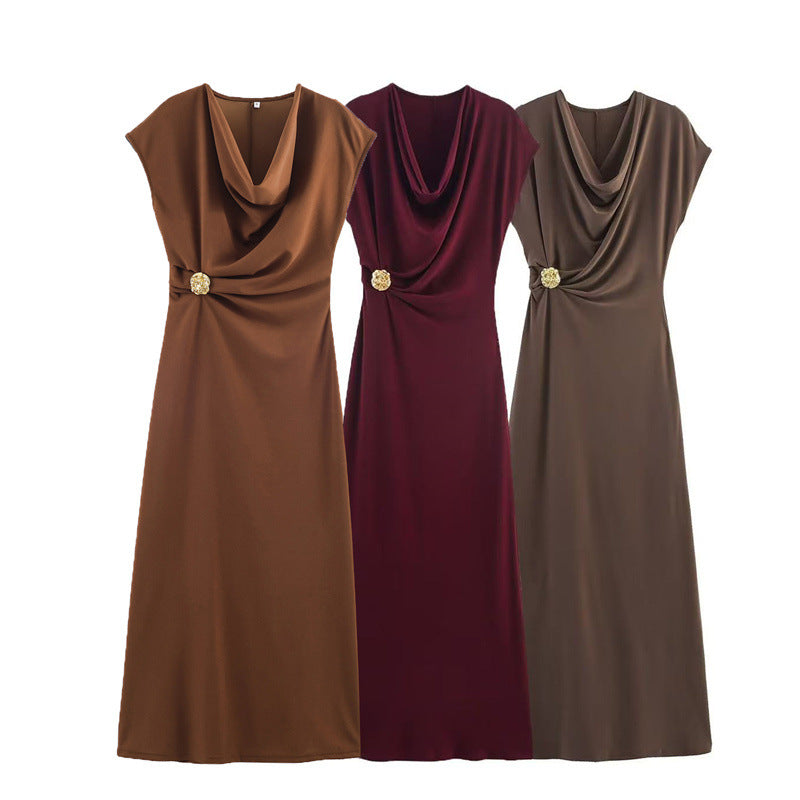 Women's Autumn Fashionable Elegant Pleated Sleeveless Dress