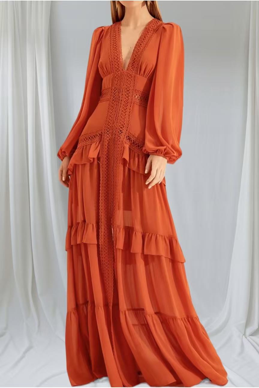Cool Women's Elegant Stitching Long Sleeve Dress