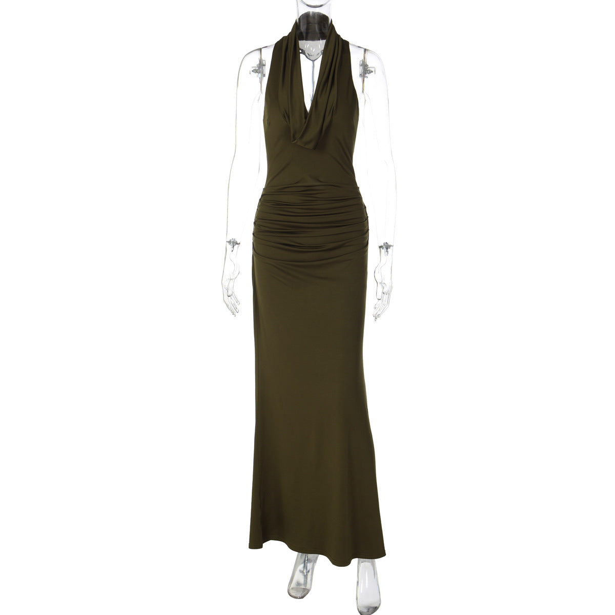 Women's Winter Fashion Sexy Backless Pleated Slim Dress