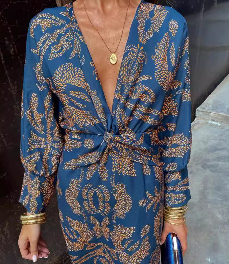 Innovative Charming Women's Autumn Print Mid-length Dress