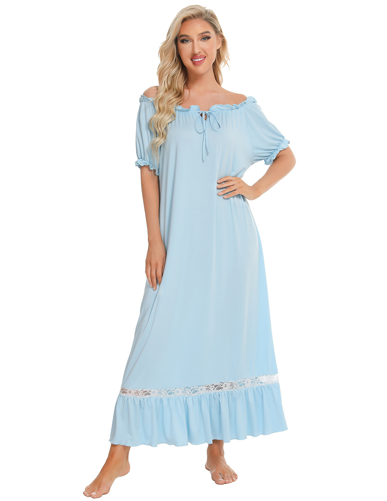 Versatile Women's Pajamas Sleeve Nightdress Comfortable Dress