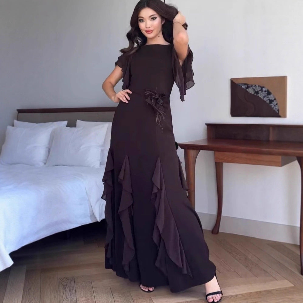 Women's Autumn Fashion Short-sleeved Long Set Coats