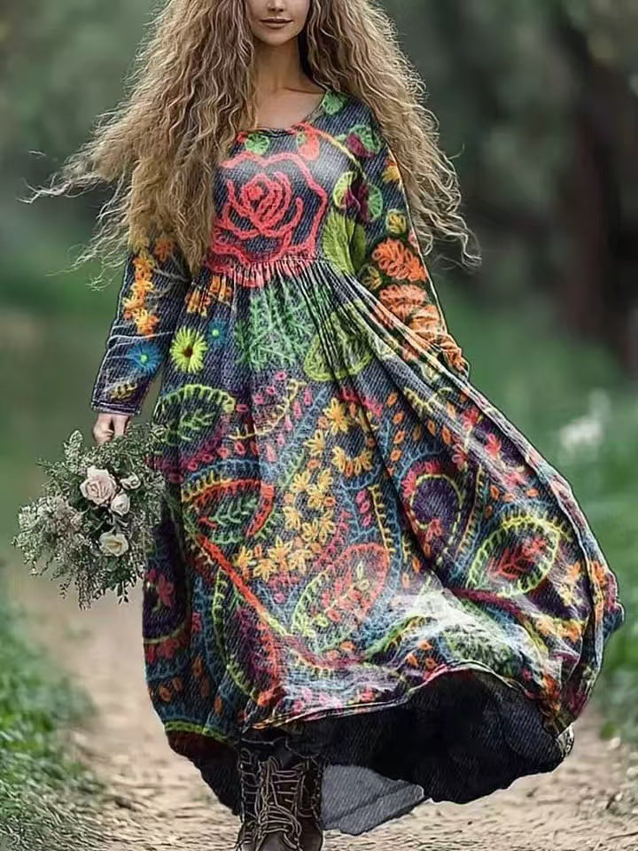 Women's Spring Printed Long-sleeved Other Elegant Dress