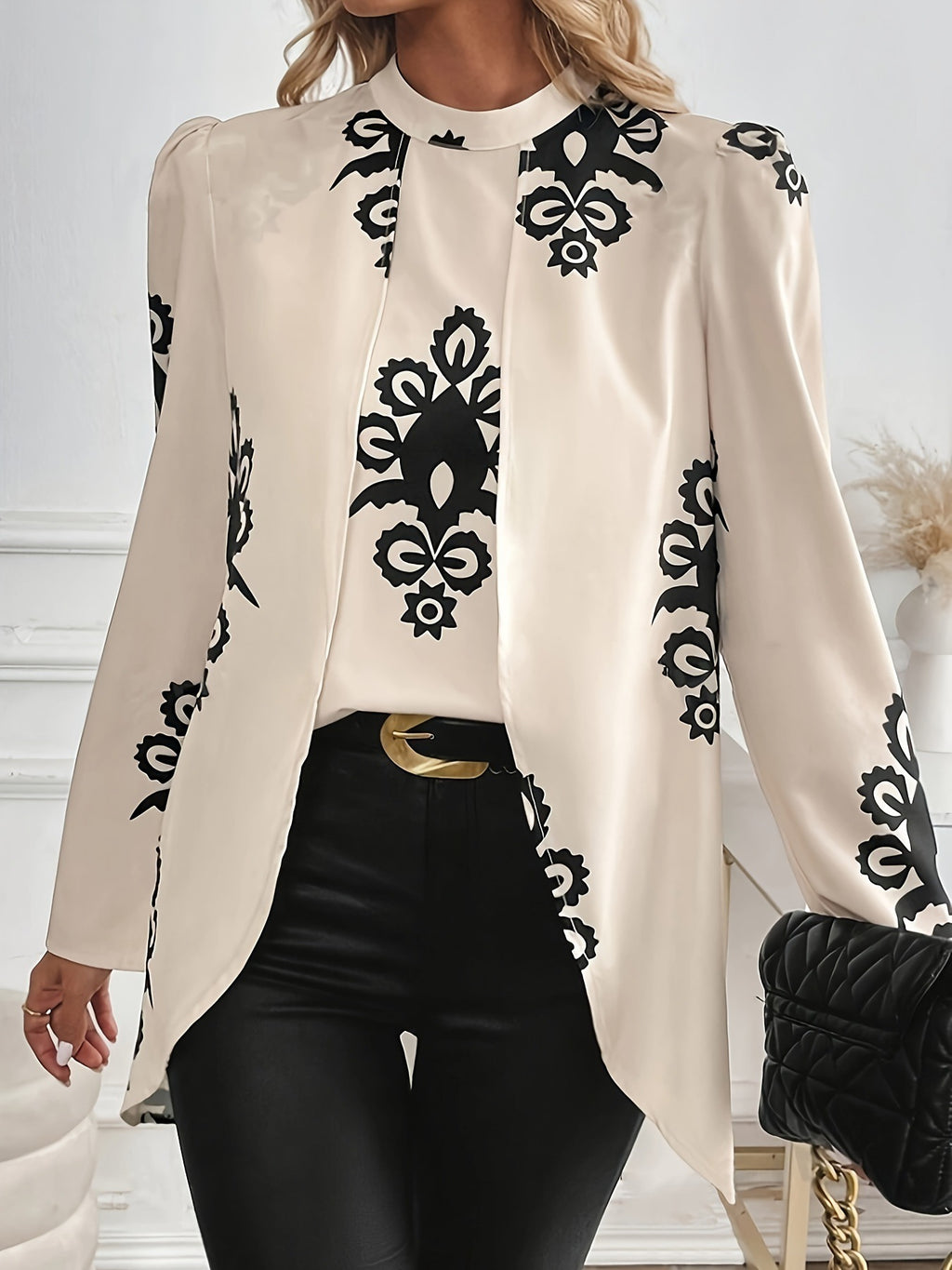 Durable Women's Long Sleeve Shirt Elegant Blouse