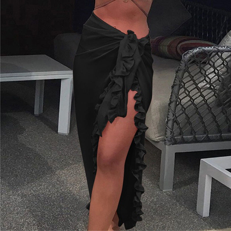Women's Summer Outdoor Beach Ruffled Chiffon Colors Skirts