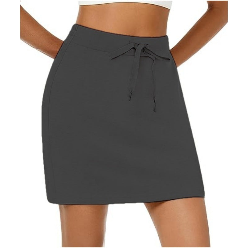 Women's Summer Golf Drawstring Sports Fitness Pocket Skirt