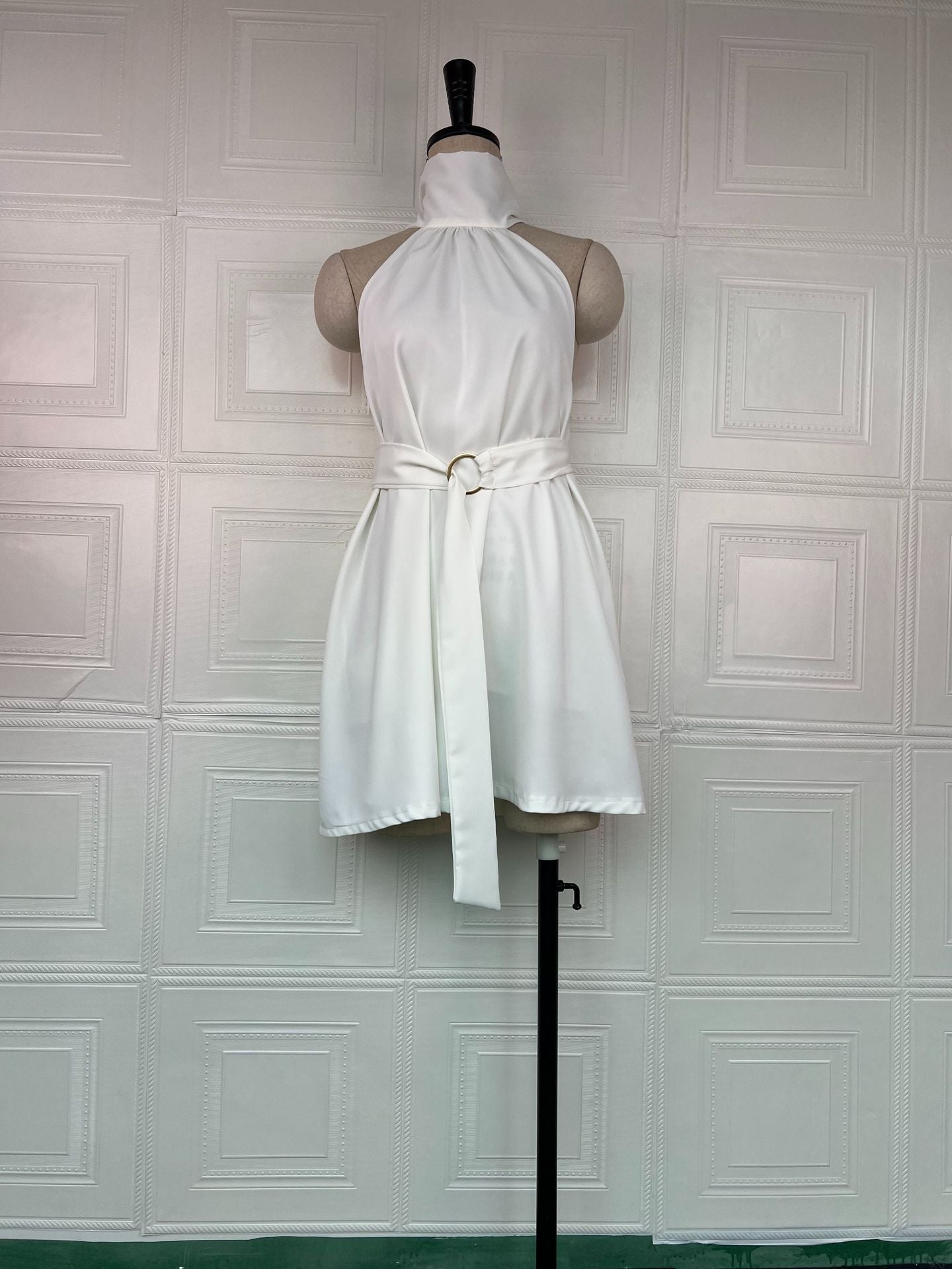 Summer Halter Spaghetti Straps Solid Color Dress