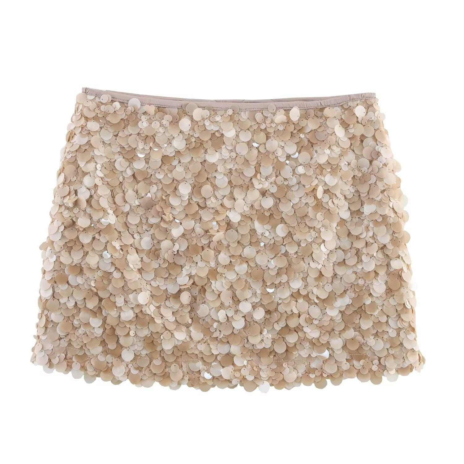 Slouchy Women's High Waist Sequins Mini Skirt