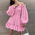 Women's Summer Long Sleeve Cold-shoulder Elegant Fresh Dress