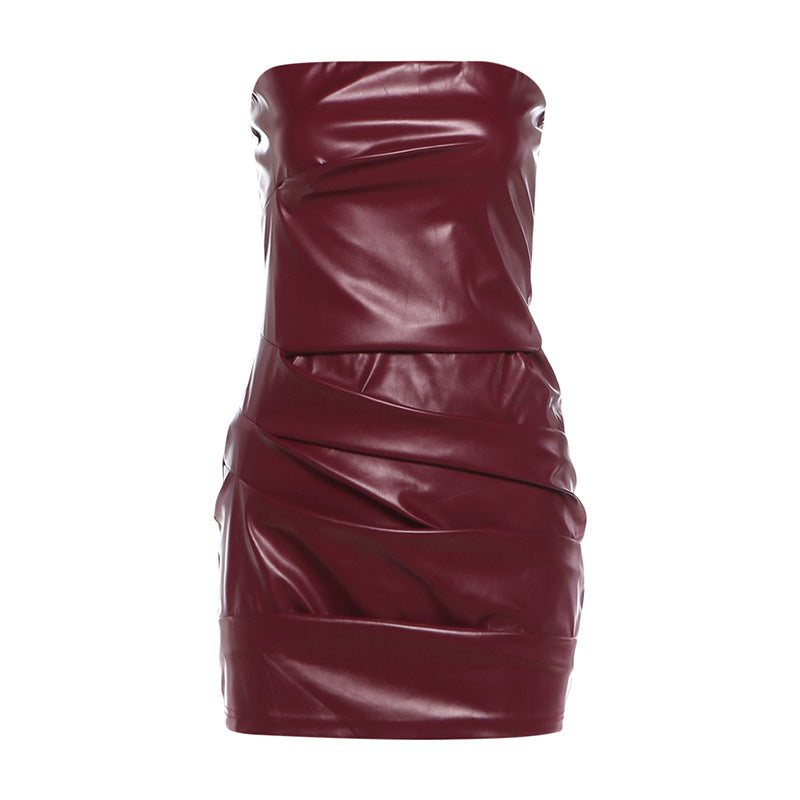 Women's Autumn Sleeveless Backless Tube Sexy Slim Dress