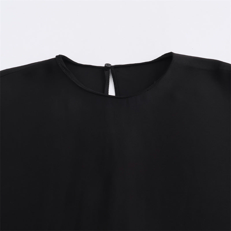 Women's Winter Fashion Loose Temperament Solid Color Asymmetric Blouse