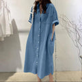 Slouchy Glamorous Denim Long Collar Casual Dress