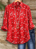 Women's Printed Pullover Casual Long Sleeve Shirt Tops