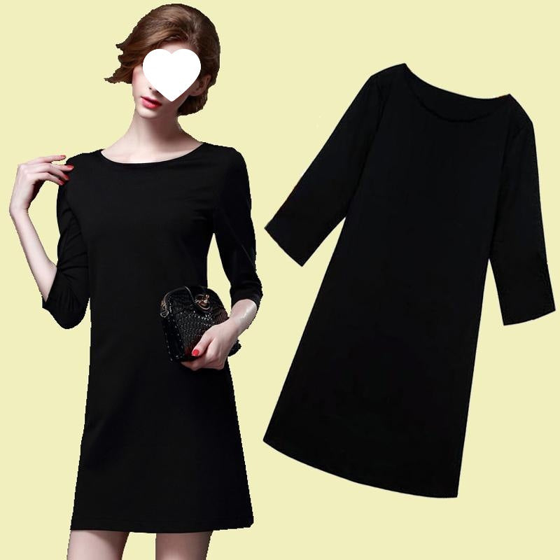 Spring Straight Three-quarter Sleeve Fat Elegant Loose Slimming Mid-length Dress