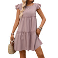 Women's Summer Ruffled Bohemian Solid Color Dress